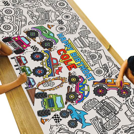 Giant Personalized Monster Truck Coloring Banner