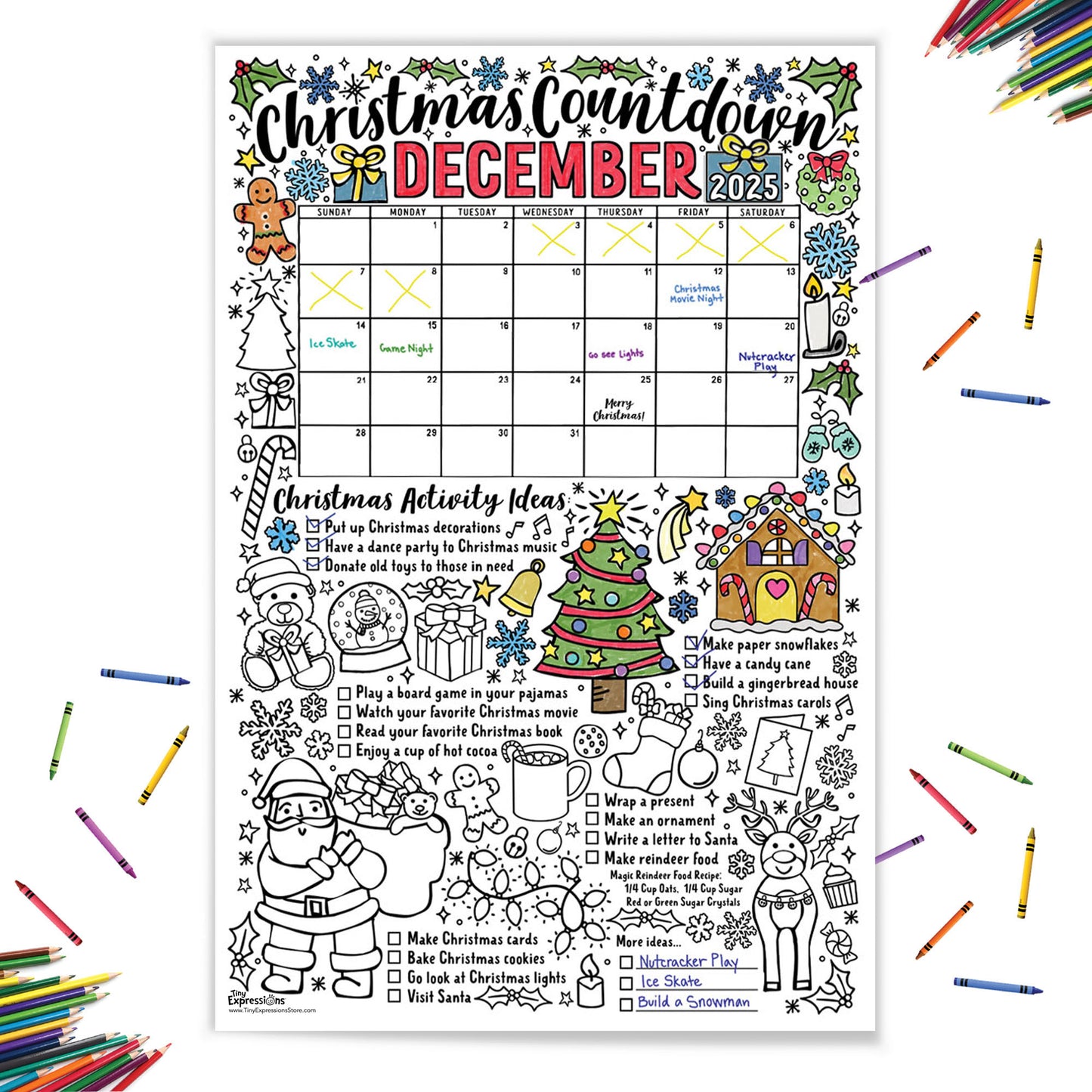 Countdown to Christmas Coloring Poster