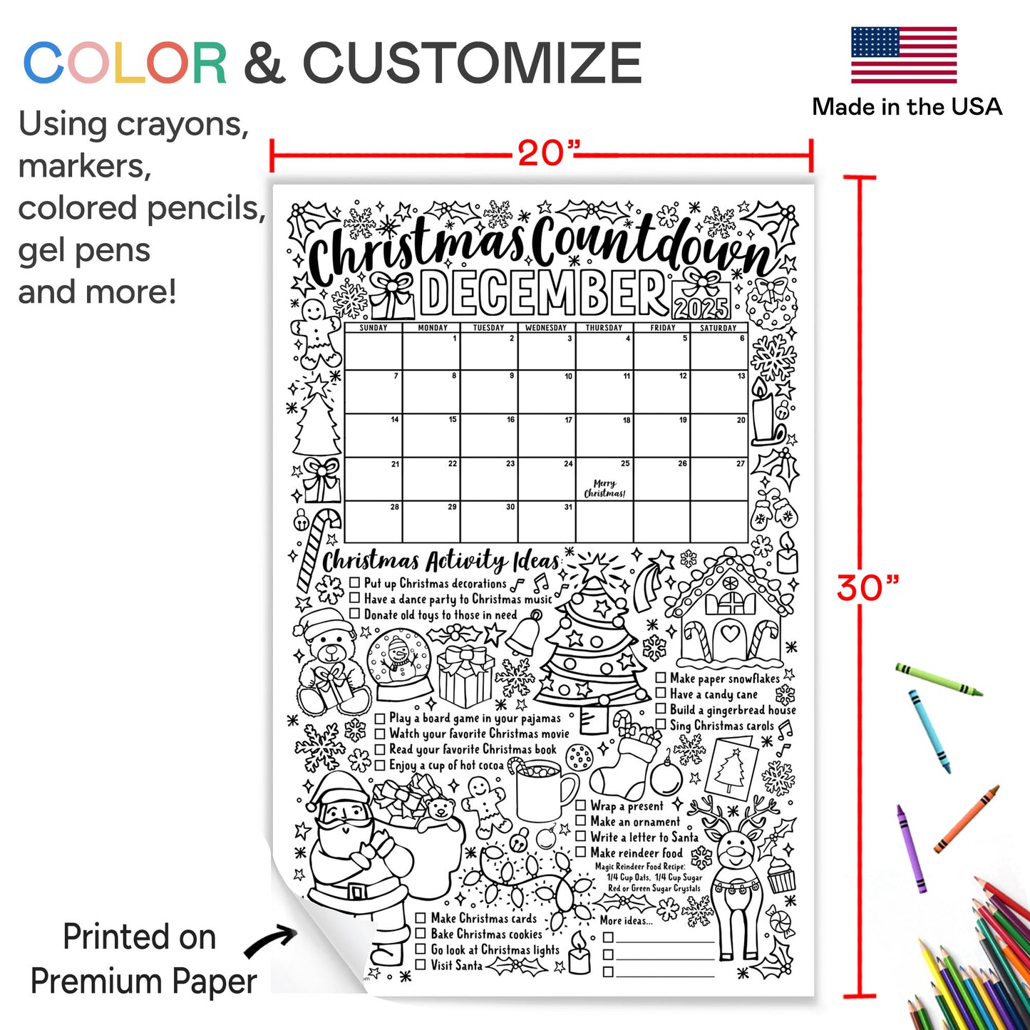 Countdown to Christmas Coloring Poster