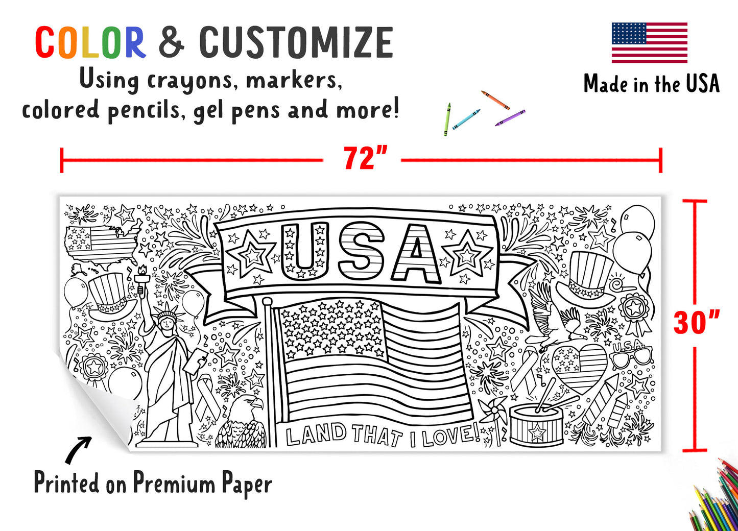 Giant USA Patriotic Coloring Banner