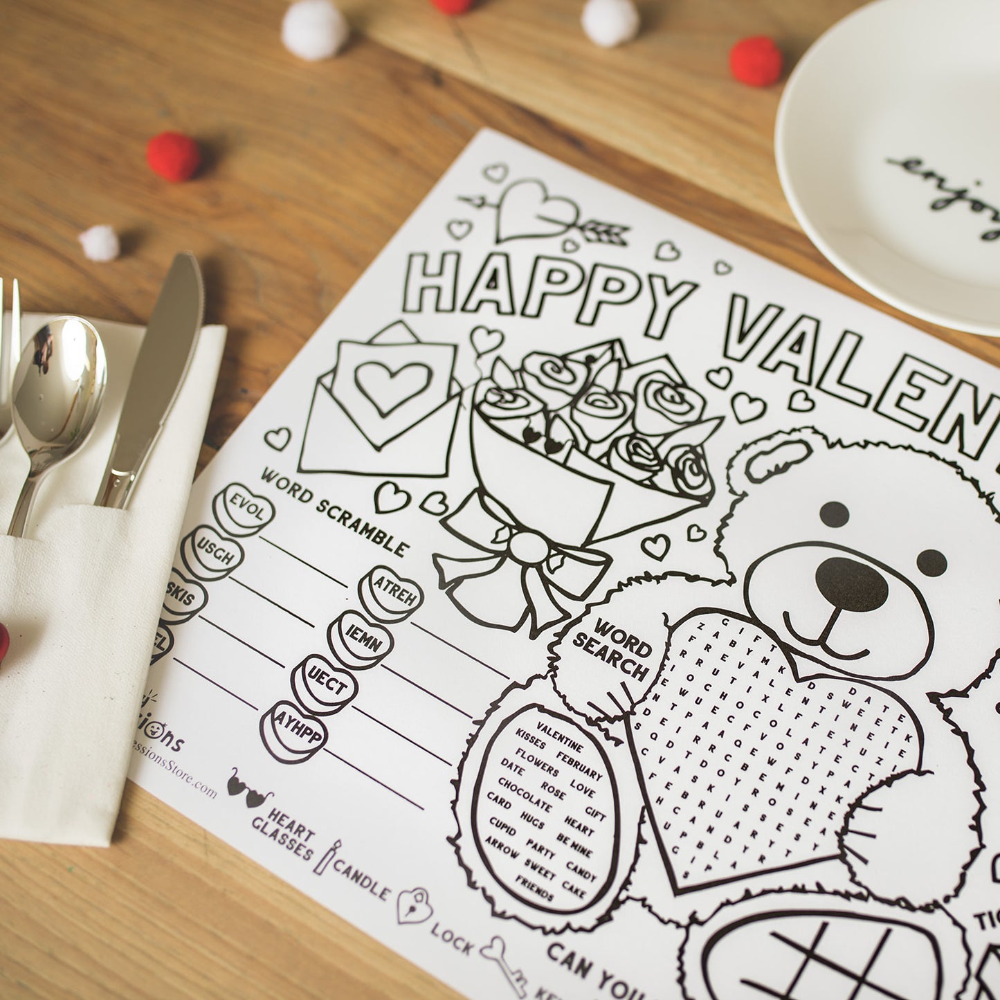 Valentine's Day Coloring Placemats