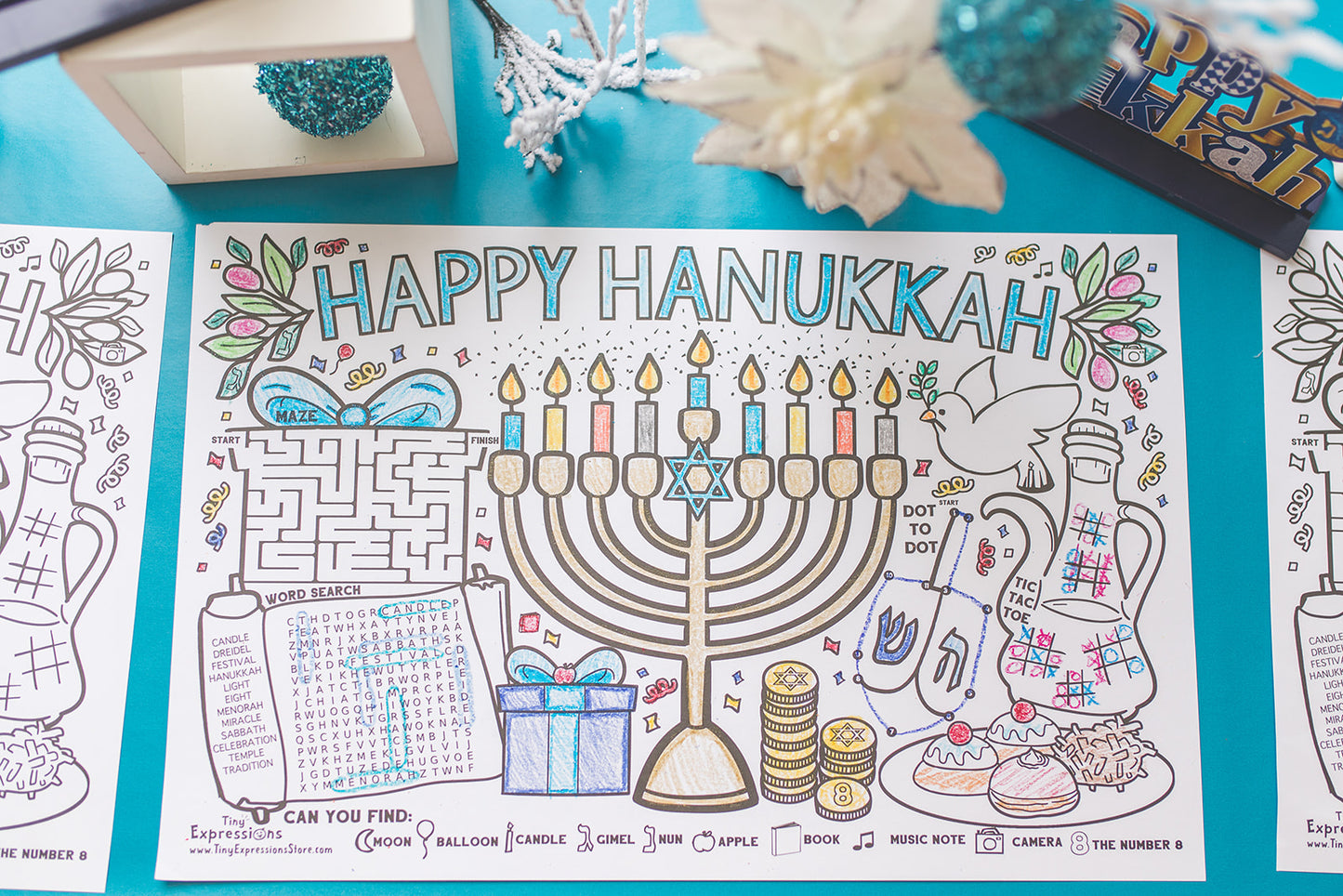 Hanukkah Coloring Placemats