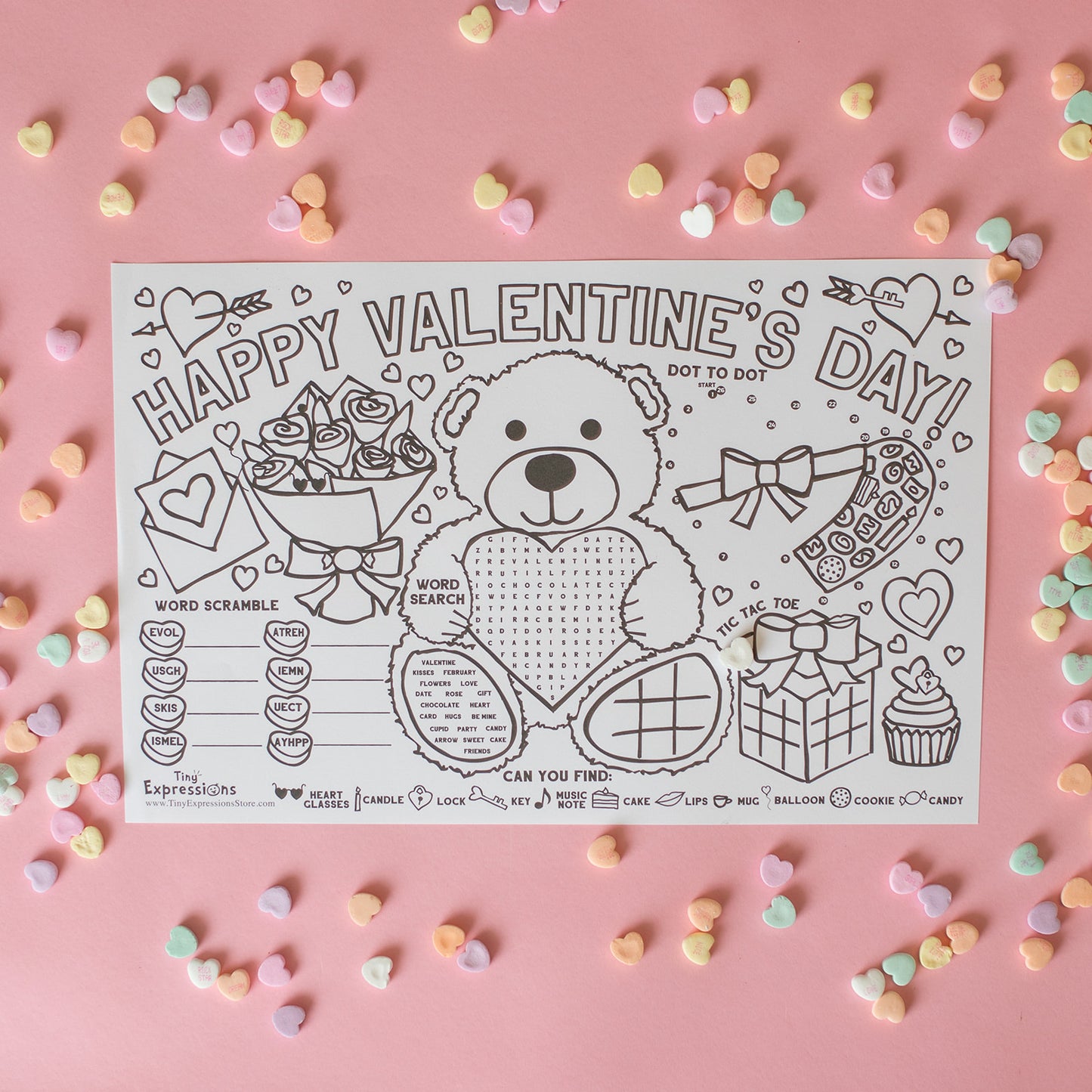 Valentine's Day Coloring Placemats