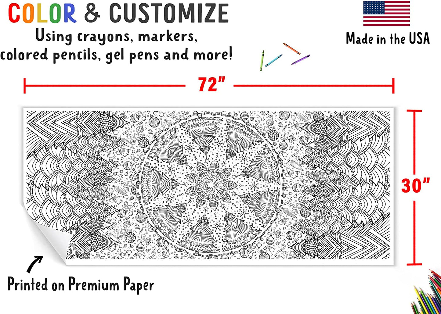 Giant Christmas Tree Mandala Coloring Banner – Tiny Expressions