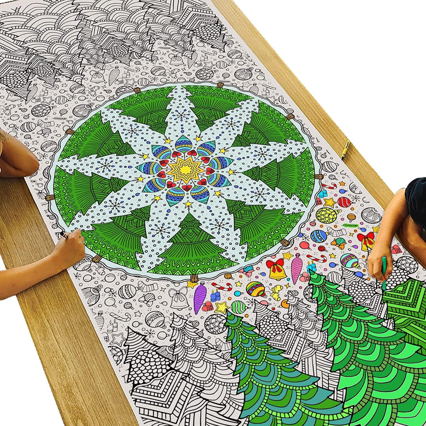 Giant Christmas Tree Mandala Coloring Banner – Tiny Expressions